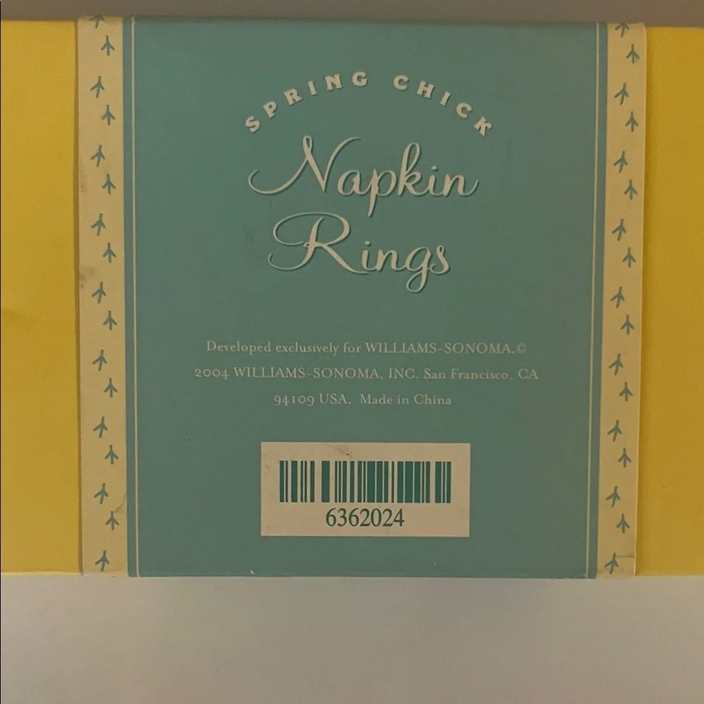 Williams Sonoma Pastel Easter Chick Napkin Rings Set::NIB::Rare